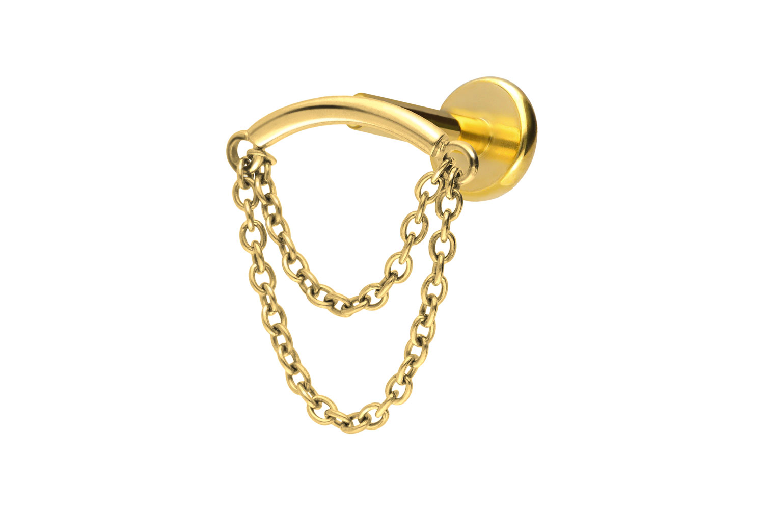 Titan Labret Piercing mit Push Fit BOGEN + 2 KETTEN